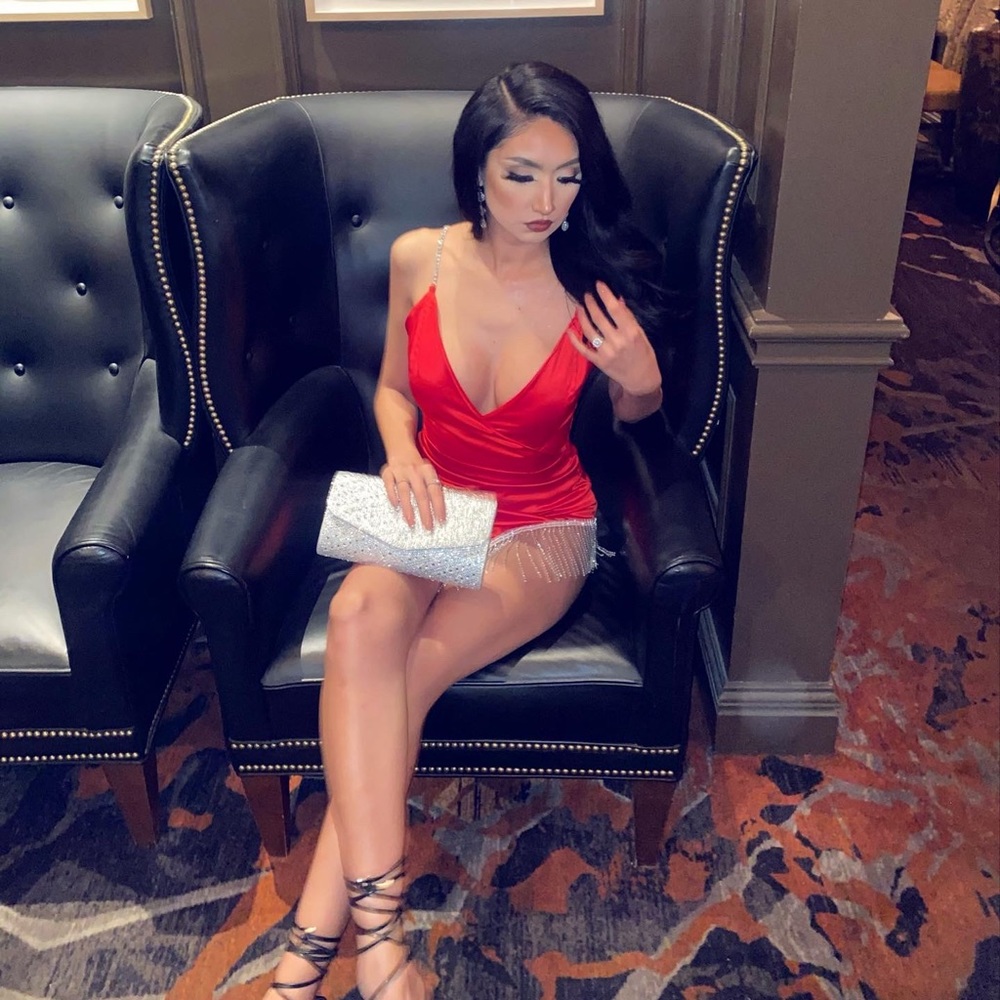 Red rhinestone fringe dress